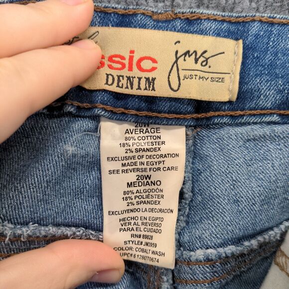JMS Classic Stretch Denim Jeans Womens Plus Size 20W Blue 5-Pocket Stone Wash - Picture 12 of 13